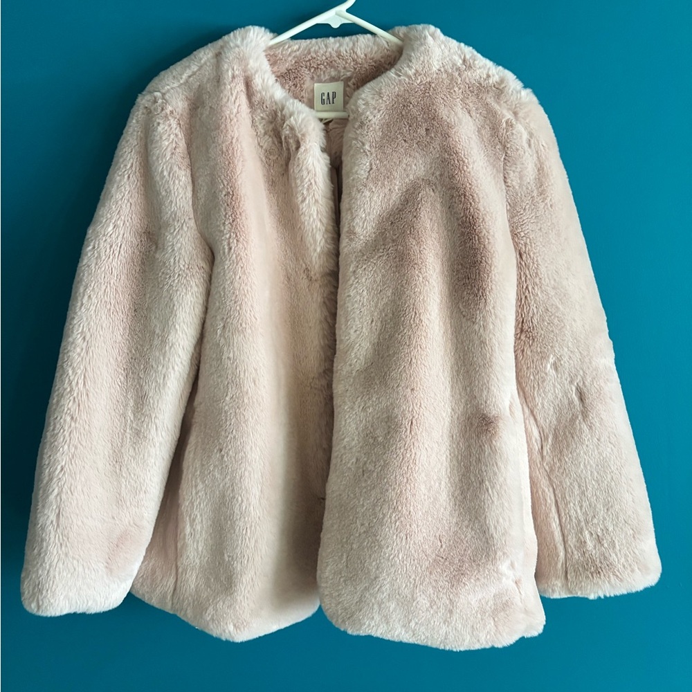 GAP Light Pink Faux Fur Teddy Coat